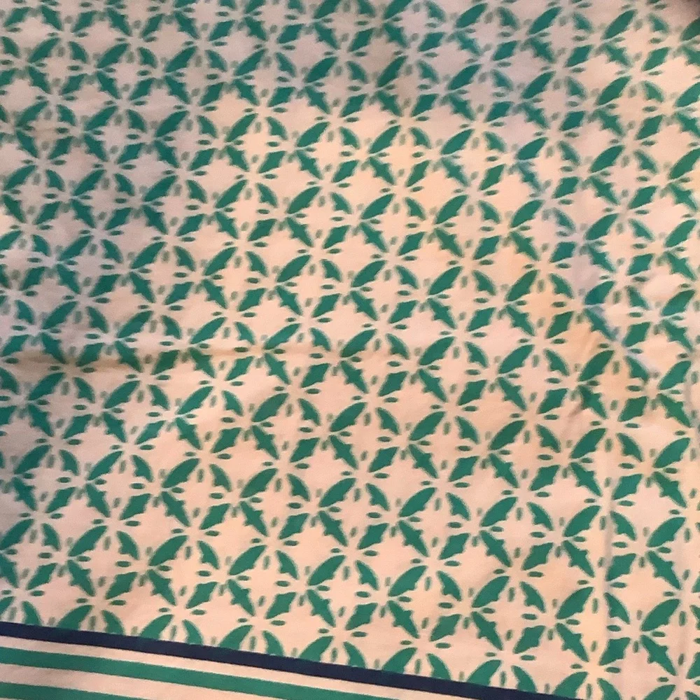 Nicole‎ Miller Teal, Navy & White Striped Lightweight table cloth, cotton
